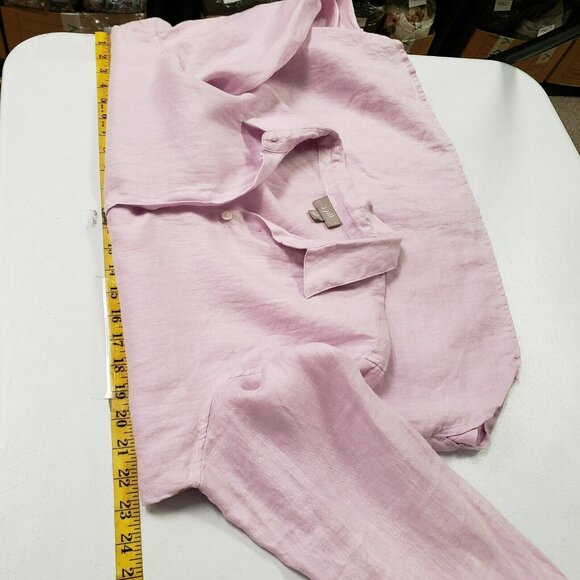 J Jill Oversized Linen Button Up Top Size M Shirt Purple Long Sleeve Pastel - Picture 6 of 9